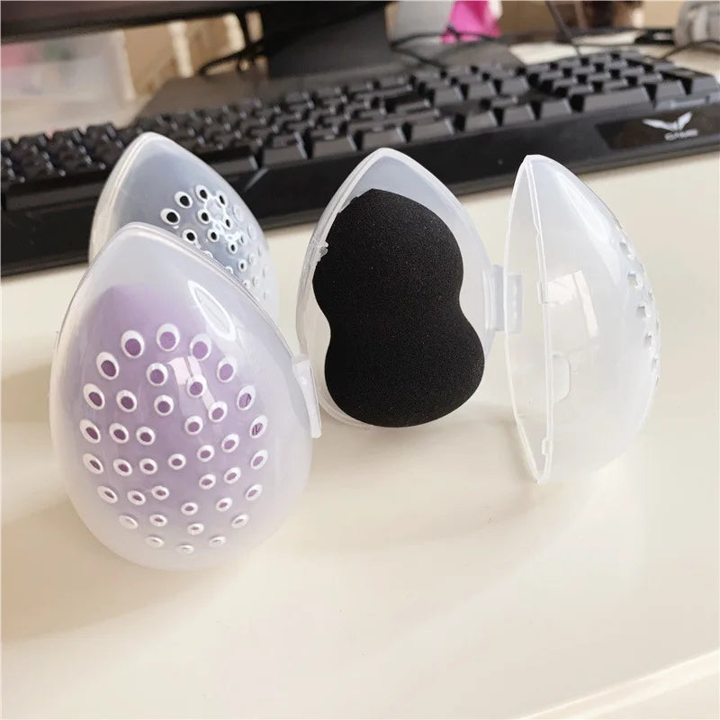 Plastic Egg Shaped Cosmetic Puff Container