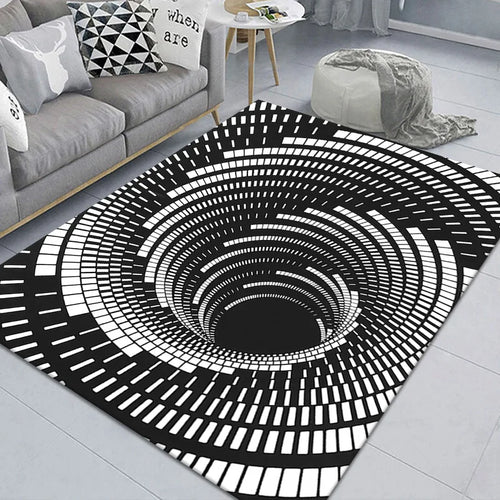 Abstract Geometric Optical Doormat 3D Vortex Illusion Carpet Entrance