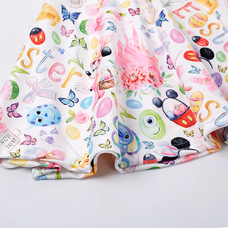 Girls Summer Easter Short Sleeve Zoobies Print Dress
