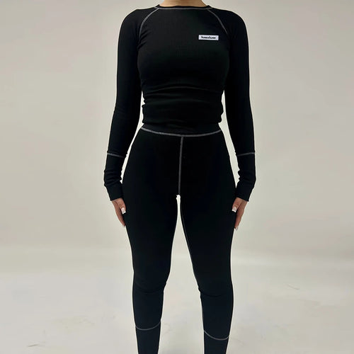 Hawthaw Women 2023 Autumn Winter Long Sleeve Tops Long Pants Two Piece