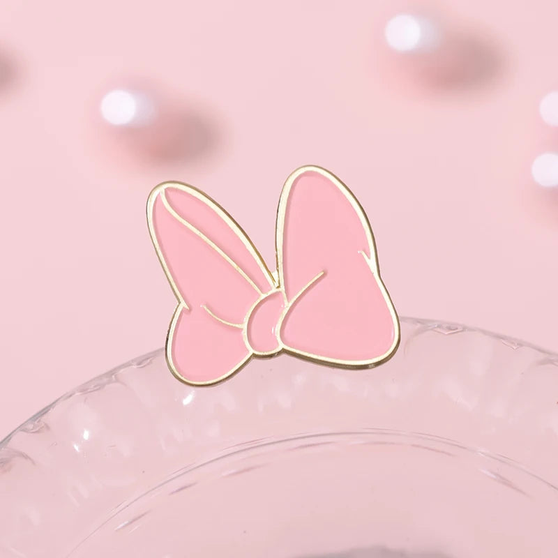Pink Bowknot Enamel Pins Custom Cute Cartoon