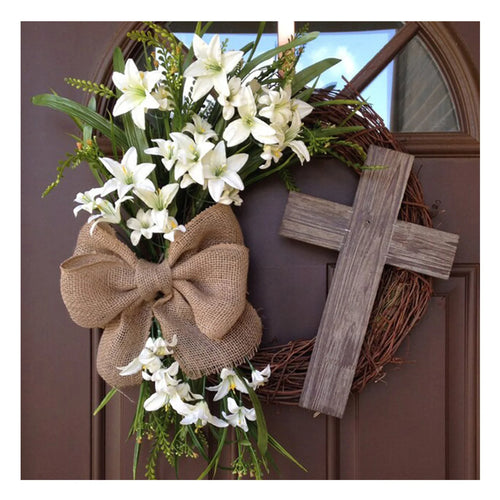 Easter Welcome Cross Wreath