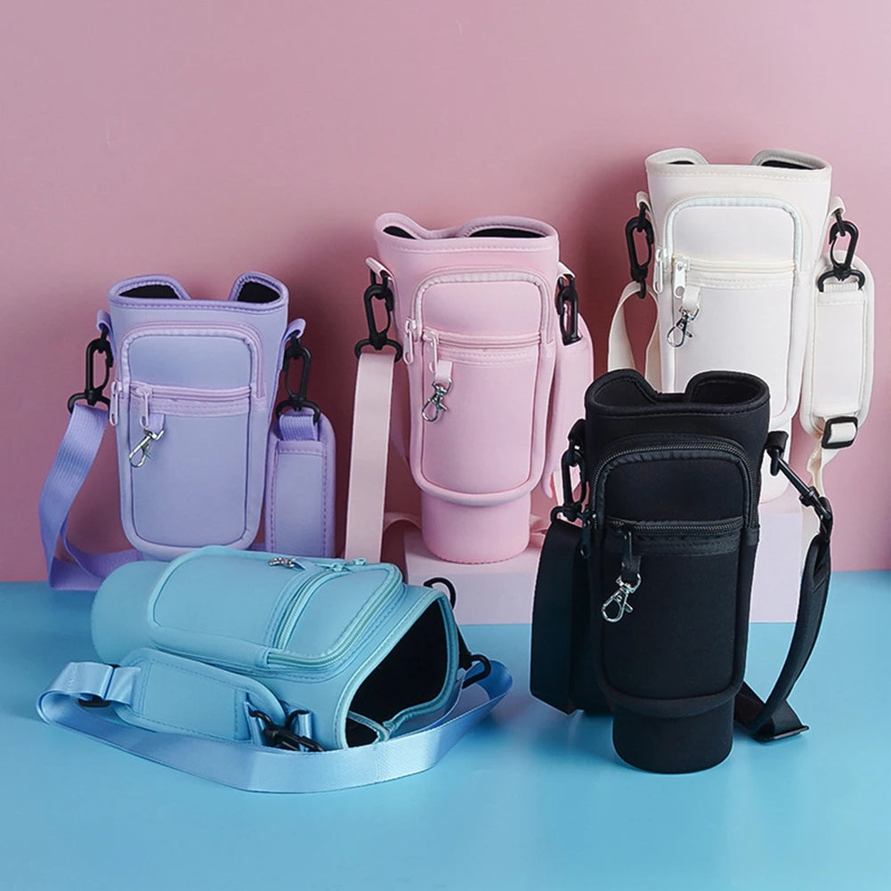 Neoprene Water Bottle Sling Bag with Phone Pocket Water Bottle Sleeve