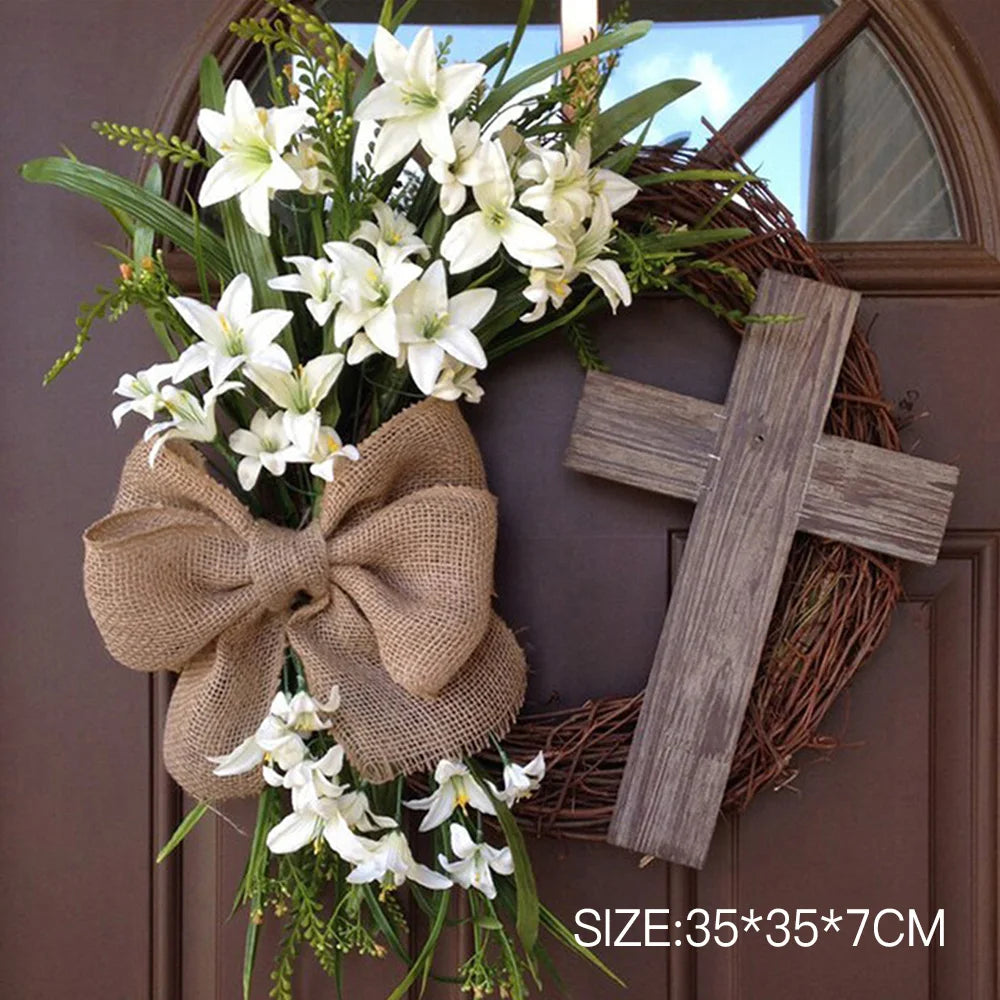 Easter Welcome Cross Wreath