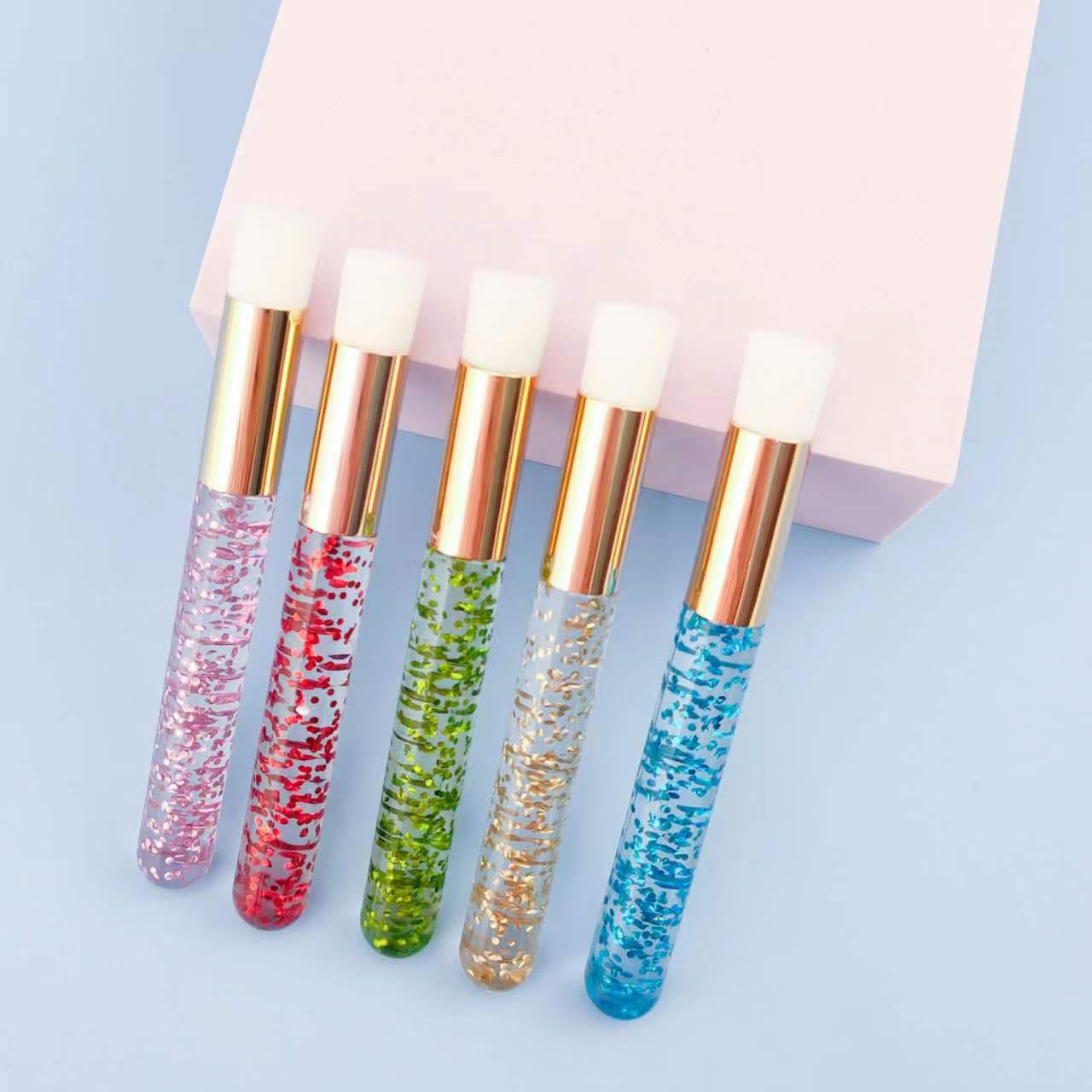 Soft Eyelash Extension Cleaning Brush Crystal Bead Handle