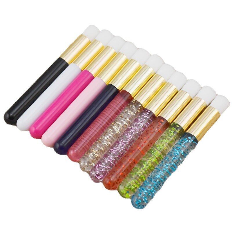Soft Eyelash Extension Cleaning Brush Crystal Bead Handle