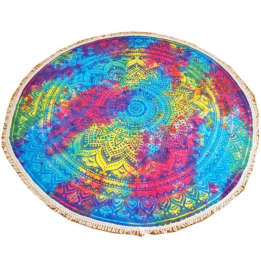 TIE DYE Ombre Round Star Mandala Crochet lace Tapestry
