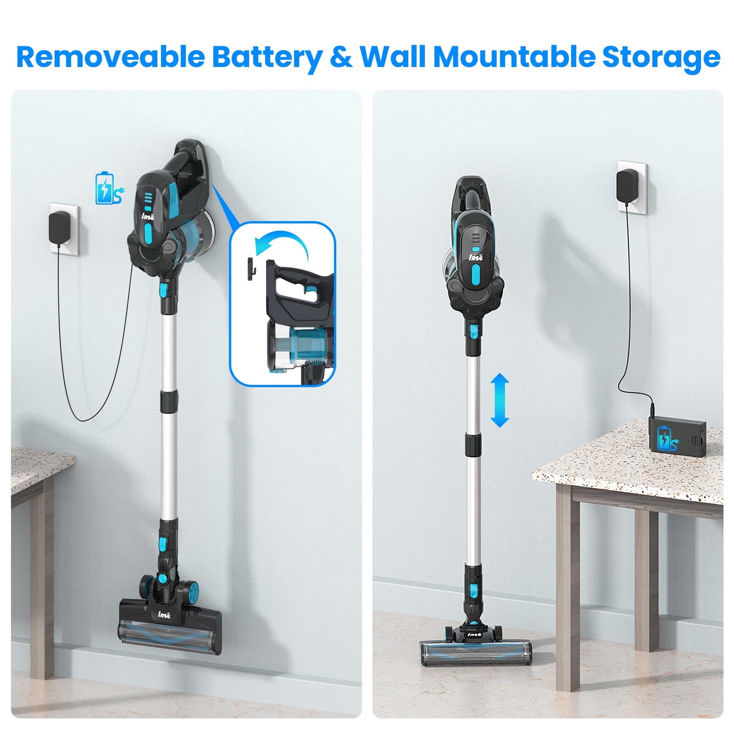 INSE Cordless Vacuum Cleaners, 6-in-1 Stick Vacuum for Floor Pet Hair Home, V770