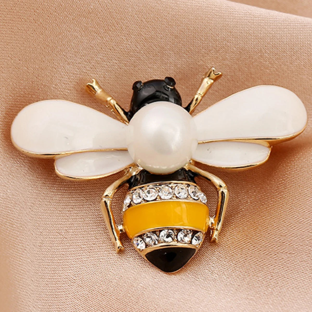 1PC Women's Fashion Trend Personalized Imitation Pearl Bee Brooch Pin