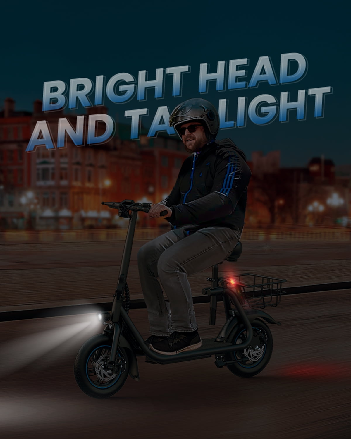 Kistp 450W Electric Scooter with Seat for Adult, 12 inch Commuter Electric Scooter with Basket - up to 21 Miles 15.5MPH