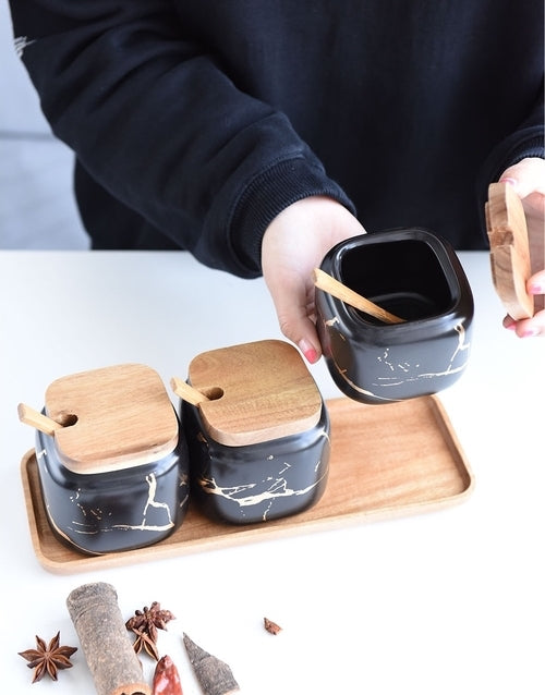 Marble Pattern Ceramic Spice Jars