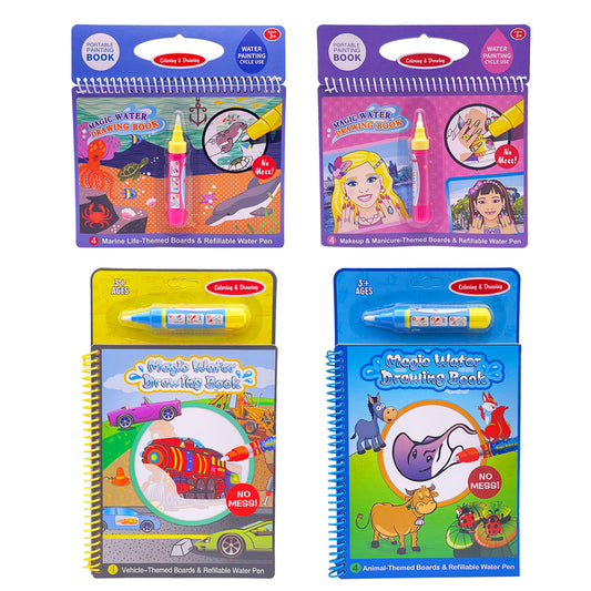 Kids Water Drawing Themed Book with Refillable Water Pen