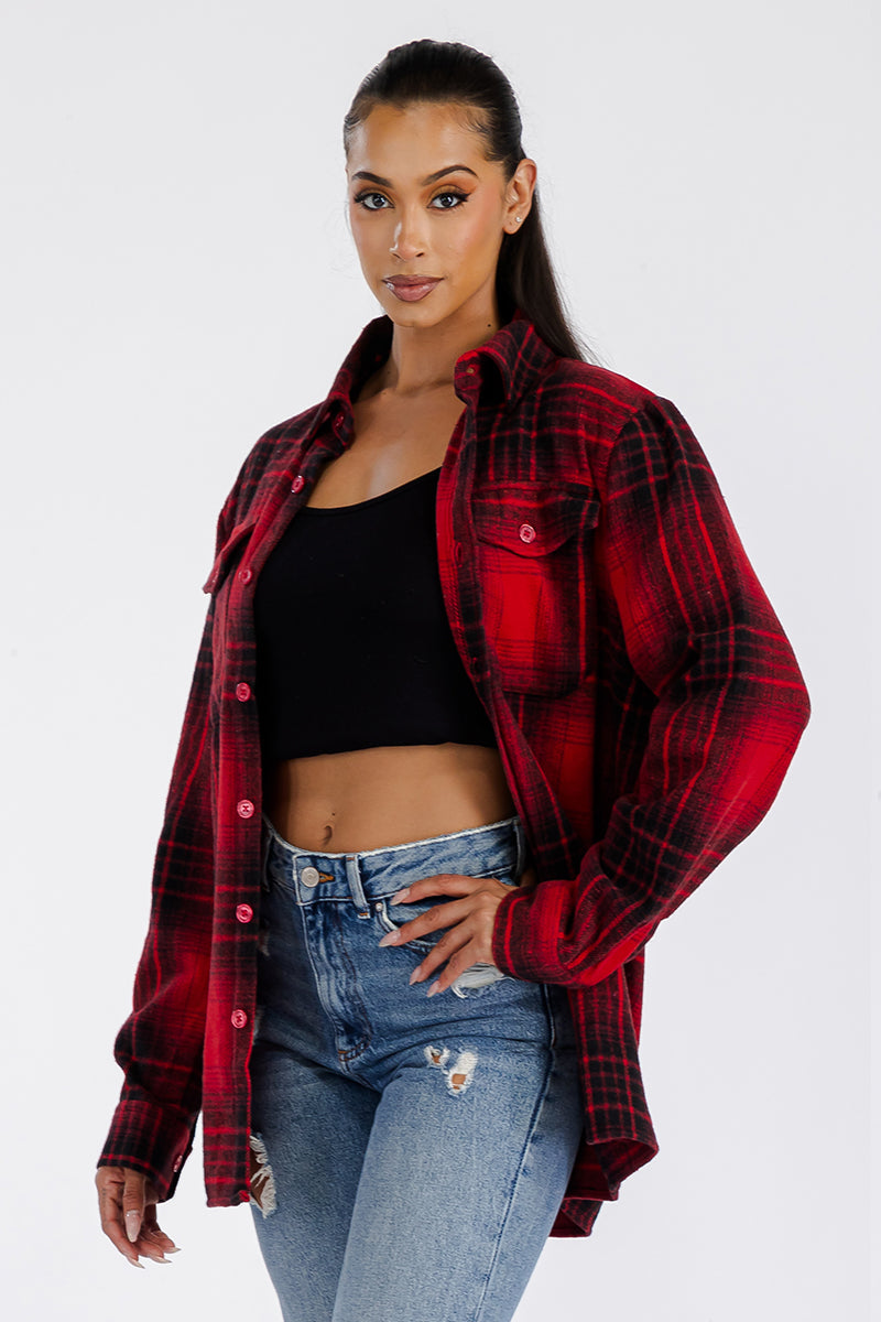 Boyfriend Oversized Soft Flannel Red/Blk
