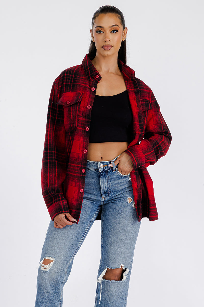 Boyfriend Oversized Soft Flannel Red/Blk