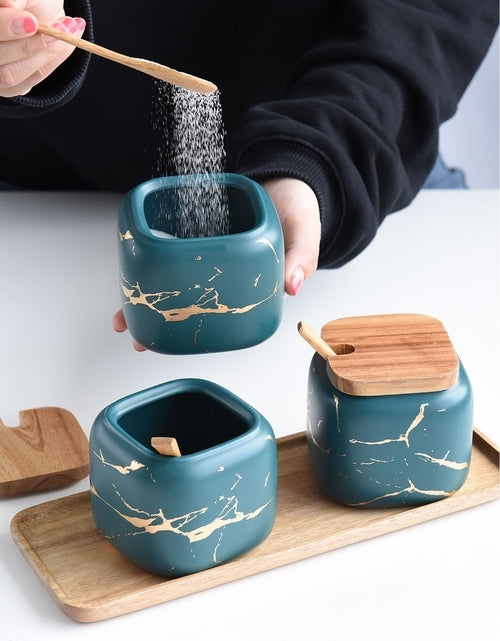 Marble Pattern Ceramic Spice Jars