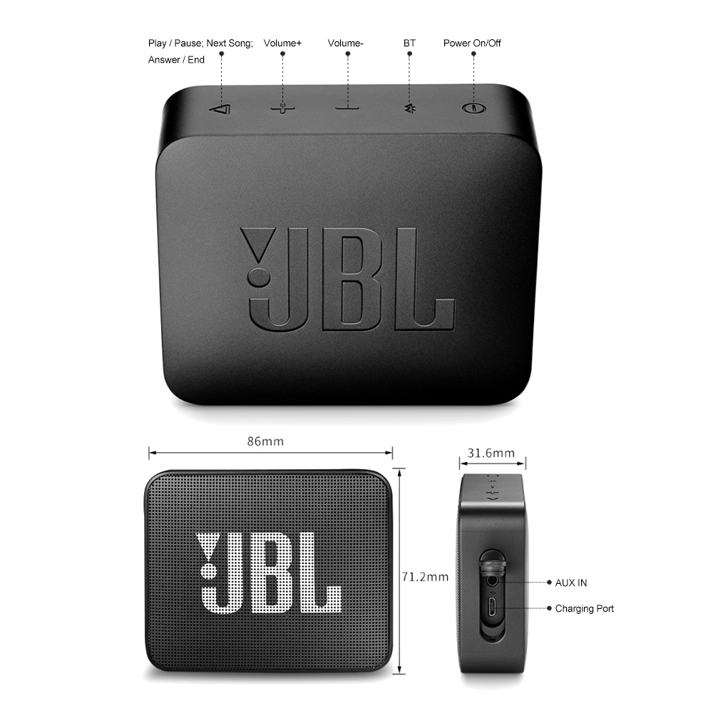 IPX7 Waterproof JBL GO 2 Wireless Bluetooth Speaker