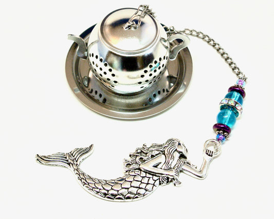 Mermaid Tea Infuser with Blue and Purple Beads