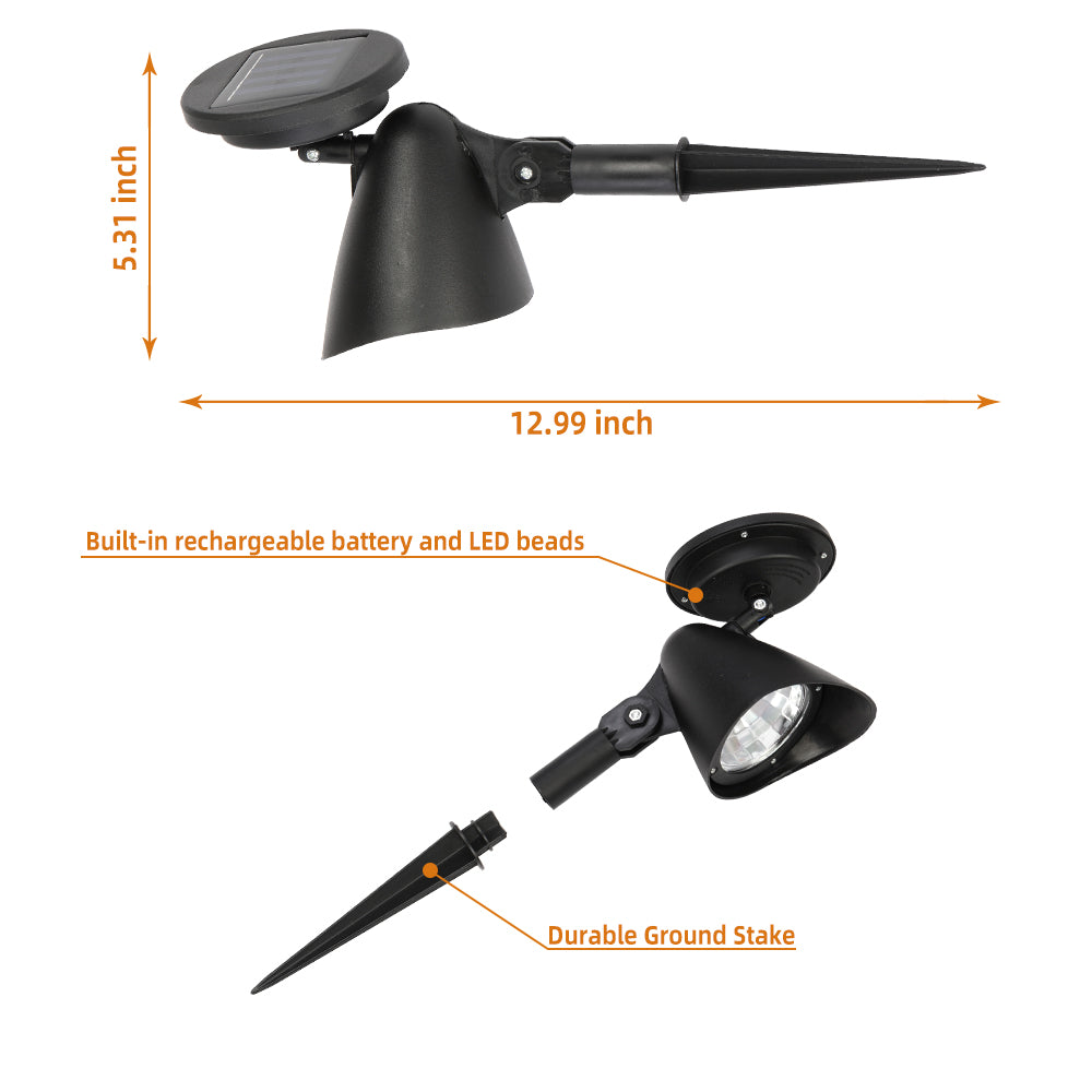 2pcs Solar LED Spotlight
