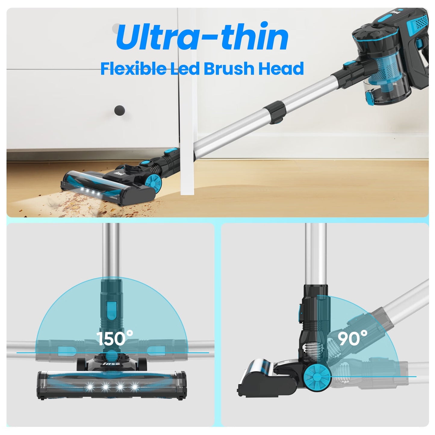 INSE Cordless Vacuum Cleaners, 6-in-1 Stick Vacuum for Floor Pet Hair Home, V770