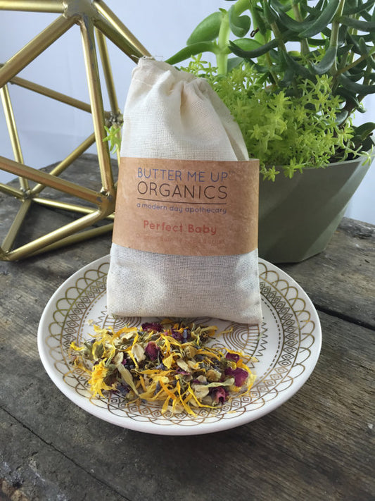 ORGANIC CALMING BATH SACHET ROSE AND LAVENDER