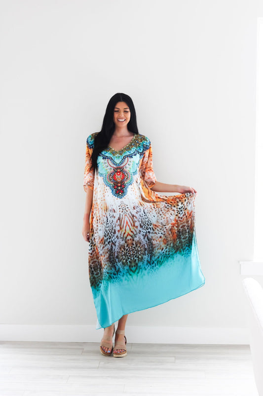 Embellished Caftan Dress For Women