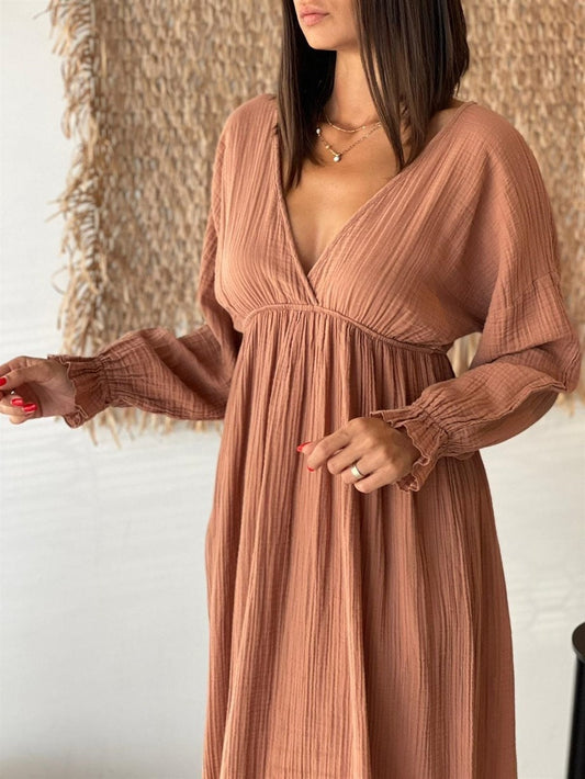 HANDMADE ORGANIC LONG SLEEVE COTTON DRESS