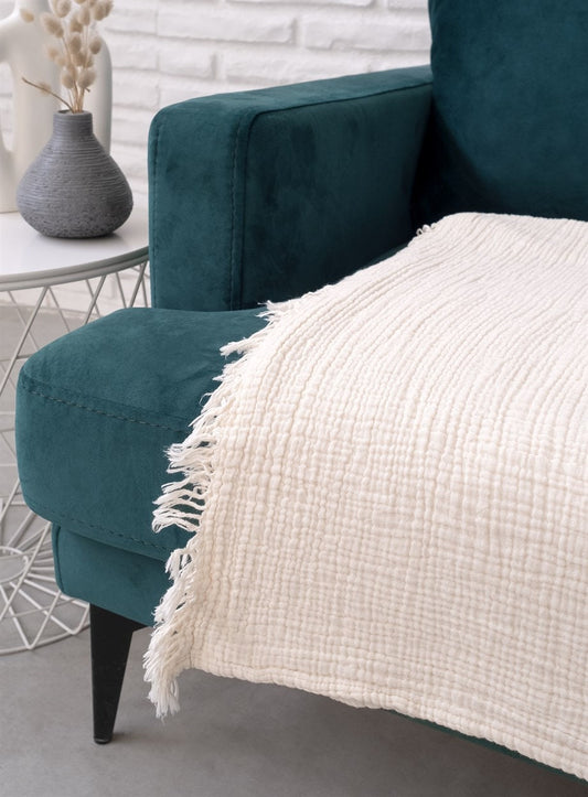 Organic Cotton Throw Blanket | Beige Couch Blanket