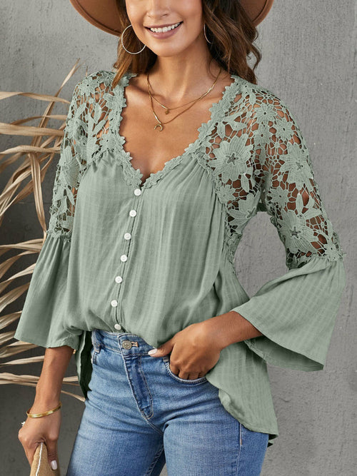 Lace Sleeve Women's Blouse