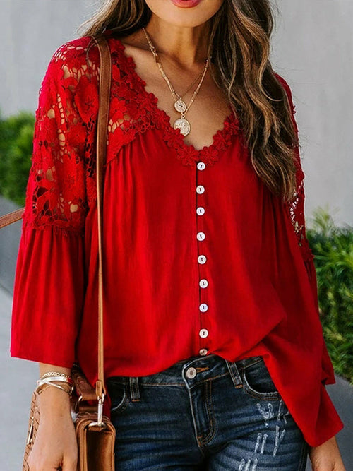 Lace Sleeve Women's Blouse