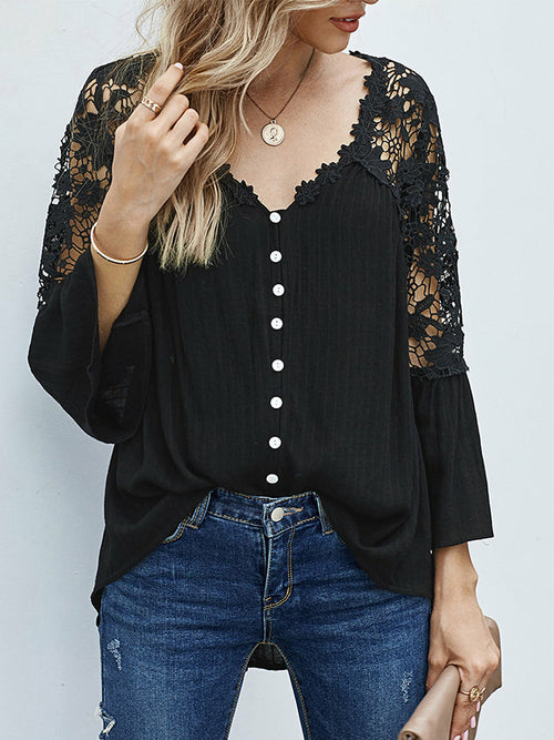 Lace Sleeve Women's Blouse