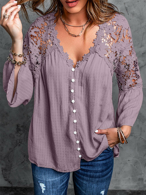 Lace Sleeve Women's Blouse