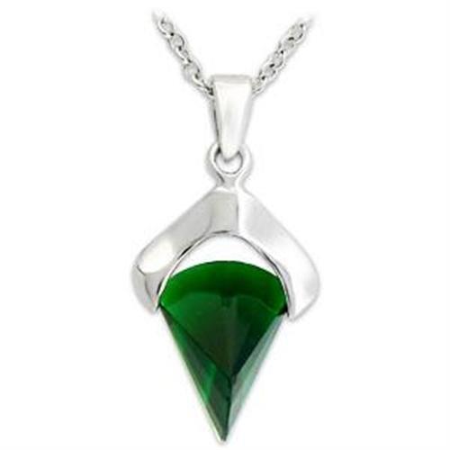 LOA566 - Silver 925 Sterling Silver Pendant with Synthetic Glass Necklace