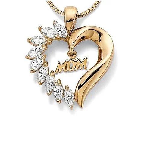 MOM HEART PENDANT CZ STONES