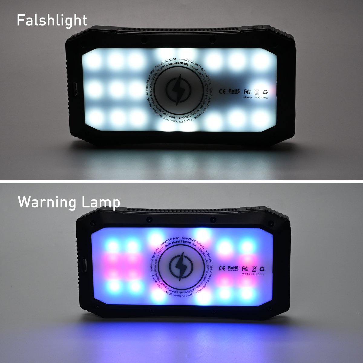 Solar Powered Waterproof LED Light 3 USB Ports Multi Charger 10,000 mAh
