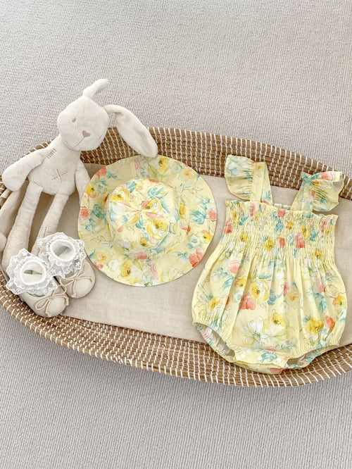 Baby Girls Floral Sleeveless Square Neck Romper