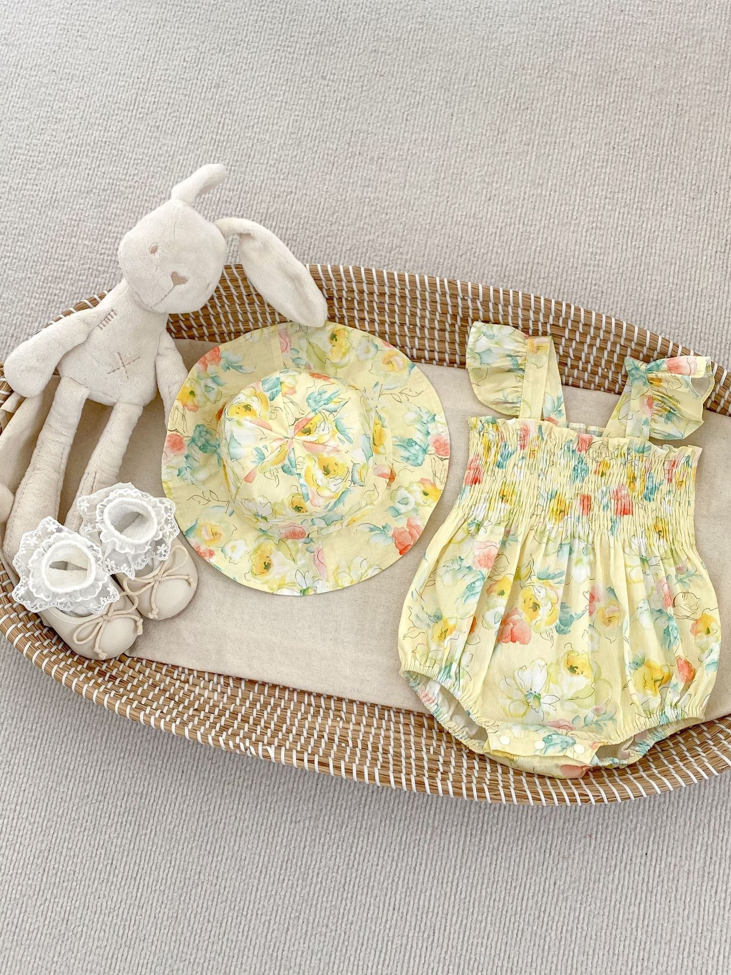 Baby Girls Floral Sleeveless Square Neck Romper
