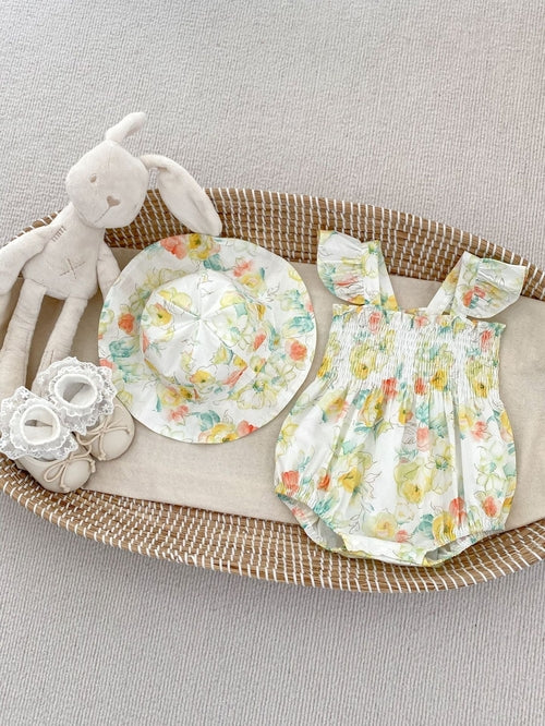 Baby Girls Floral Sleeveless Square Neck Romper