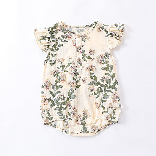 Baby Girl Plain Floral Print  Romper