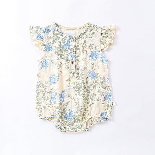 Baby Girl Plain Floral Print  Romper
