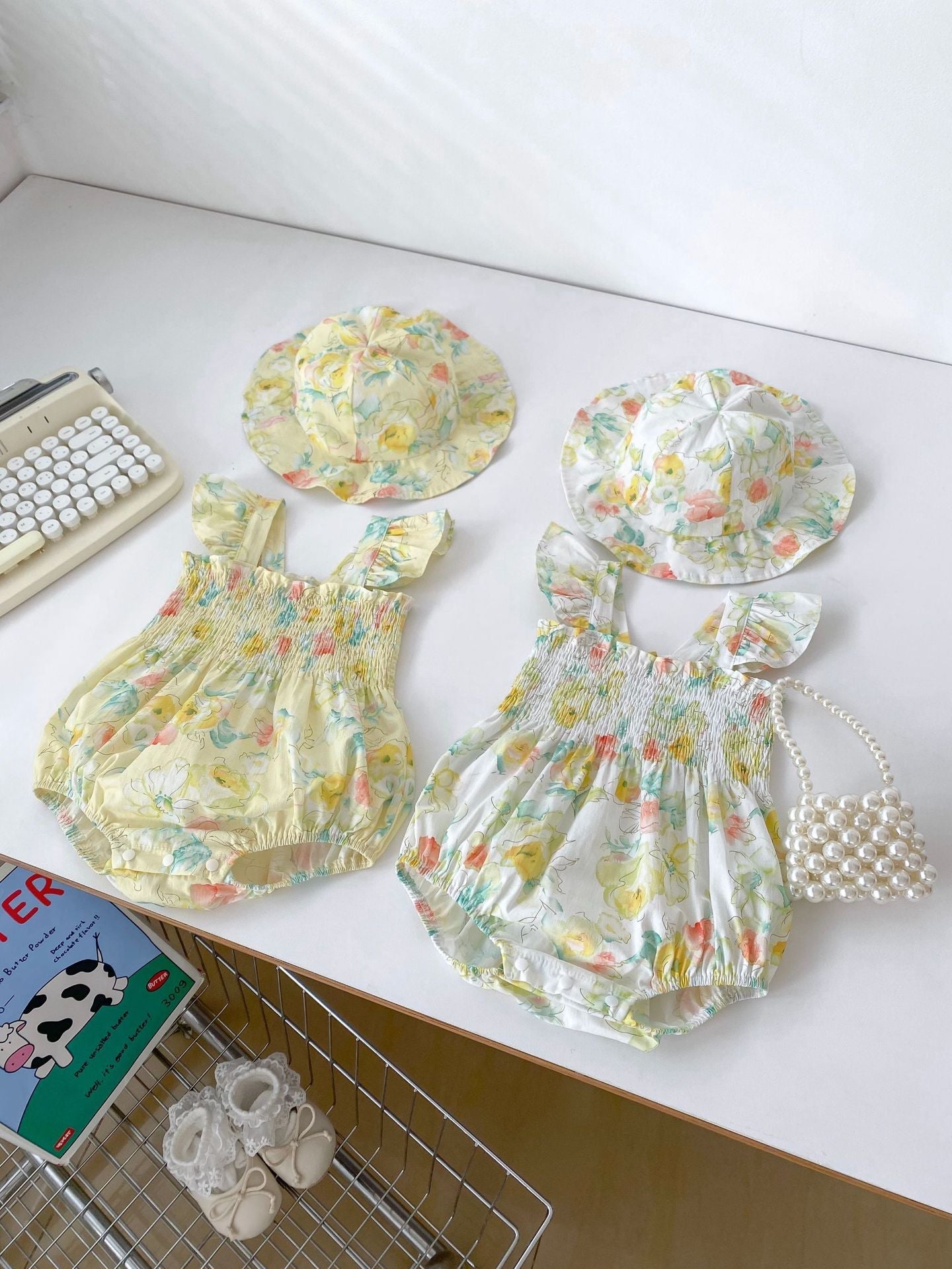 Baby Girls Floral Sleeveless Square Neck Romper