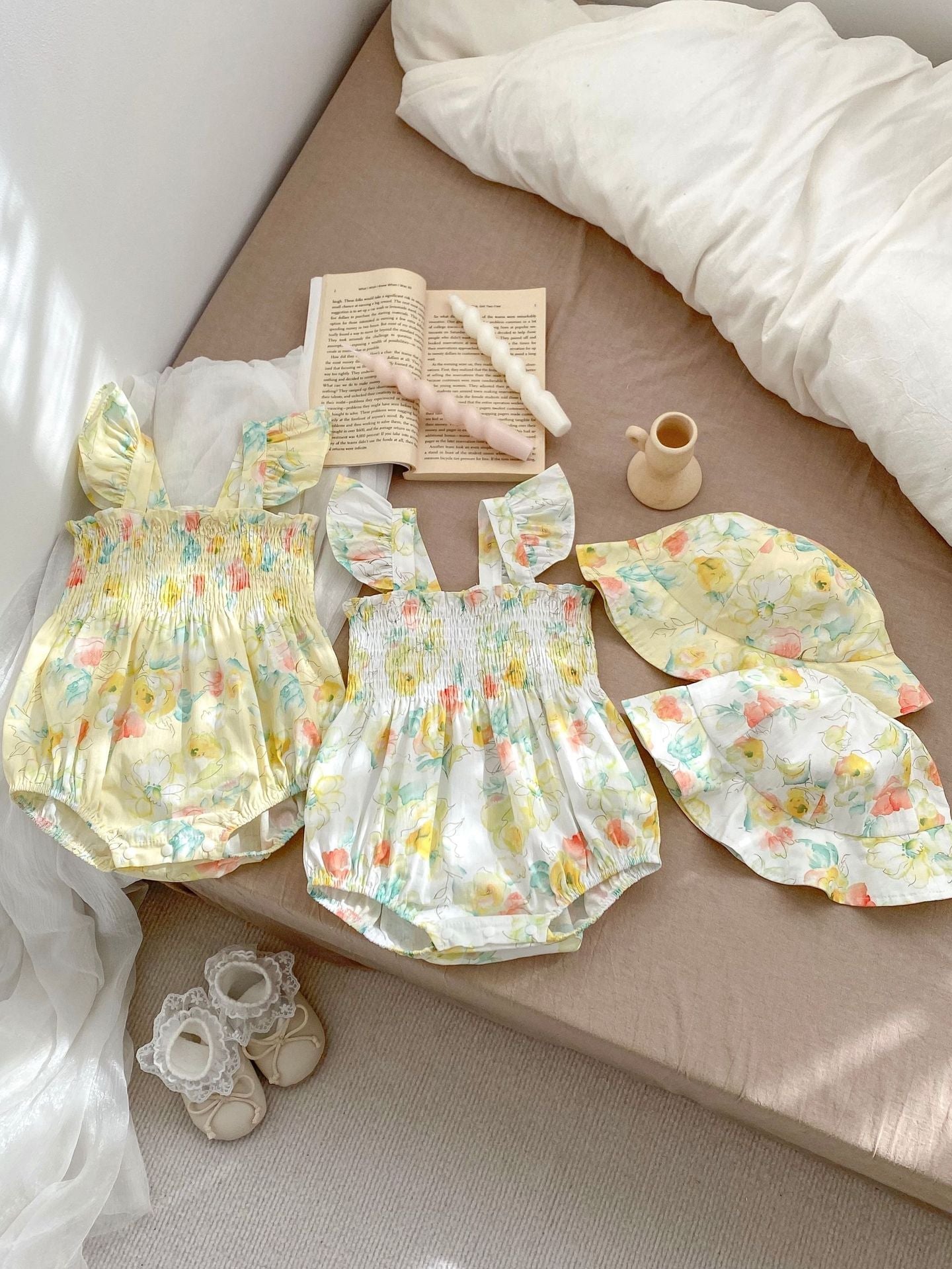 Baby Girls Floral Sleeveless Square Neck Romper