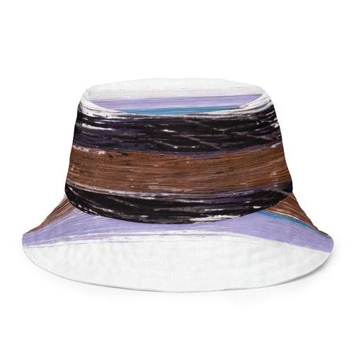 Reversible Bucket Hat Lavender Black Brown Rustic Pattern