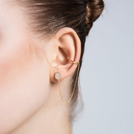 Mia Silver Threader Ear Cuff Earring with Chain