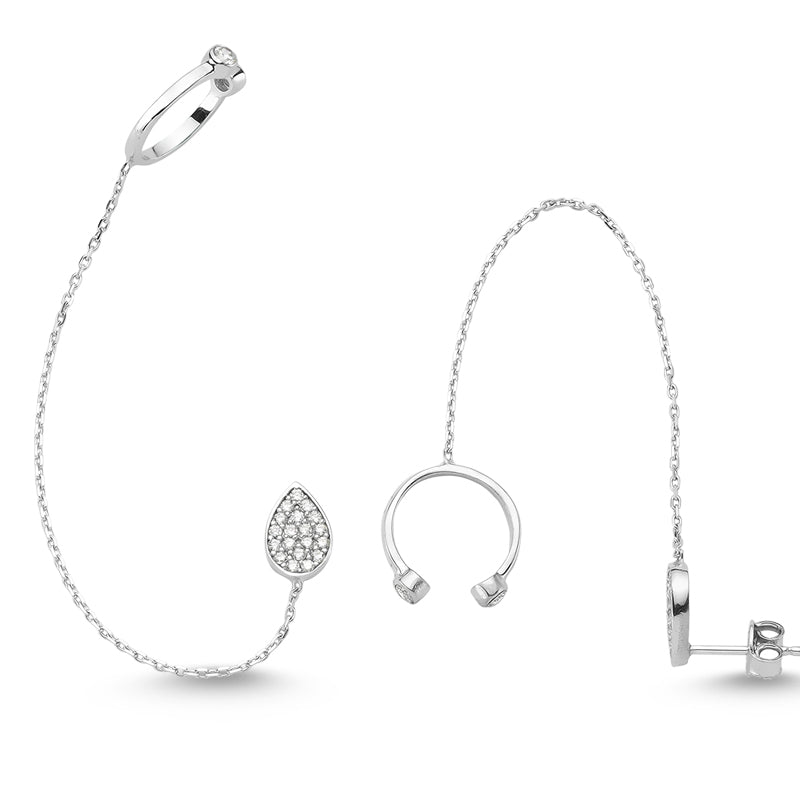 Mia Silver Threader Ear Cuff Earring with Chain