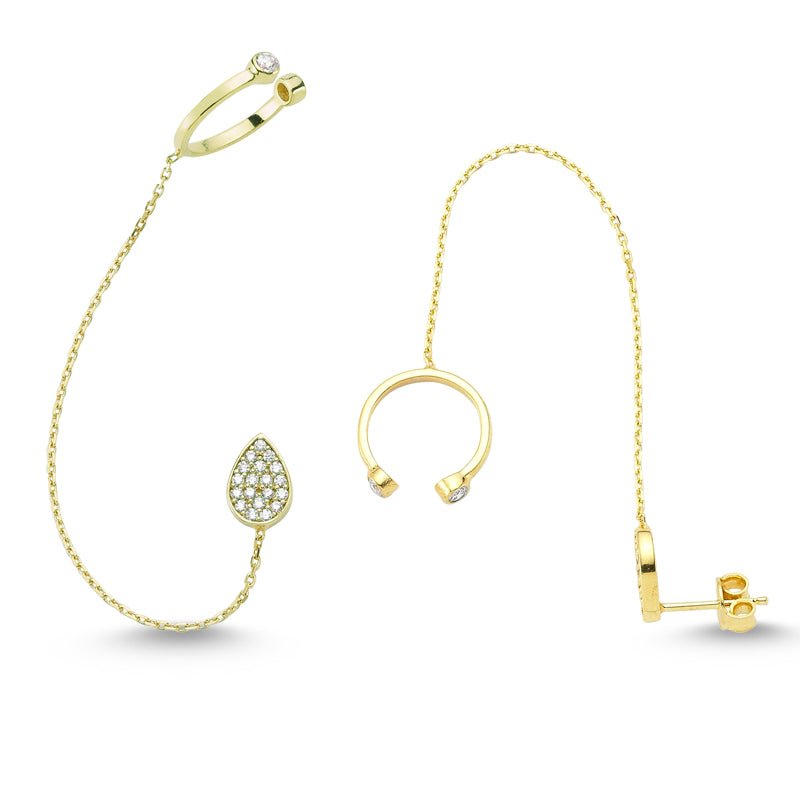 Mia Silver Threader Ear Cuff Earring with Chain