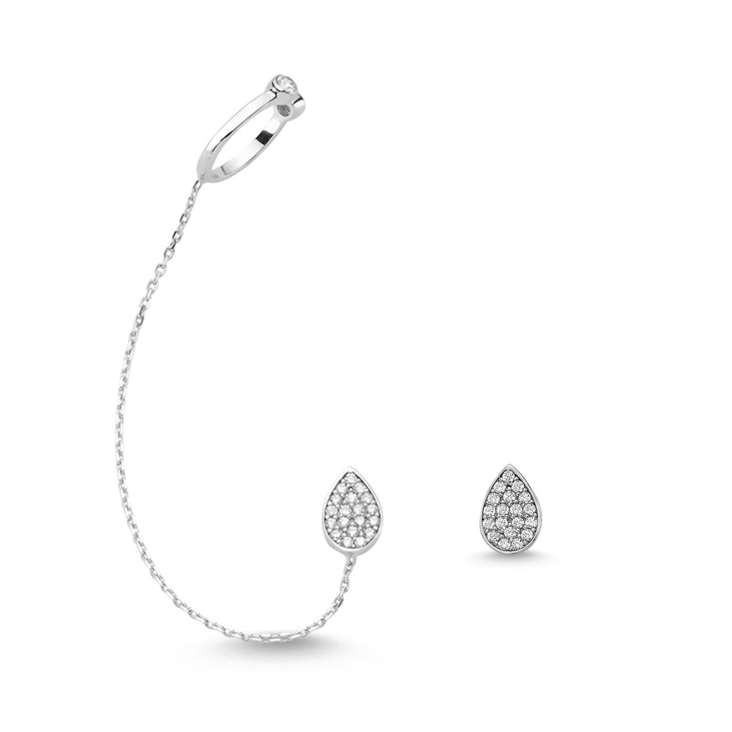 Mia Silver Threader Ear Cuff Earring with Chain