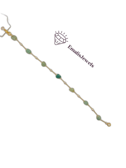 Handmade Stone Bracelets with Stainless Steel Gold overlay Chain