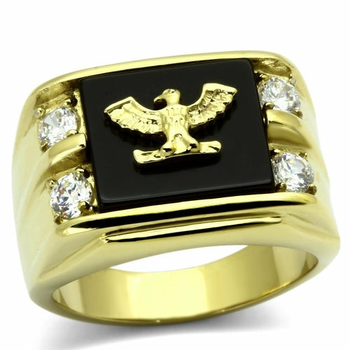 TK793 - IP Gold(Ion Plating) Stainless Steel Ring with Semi-Precious
