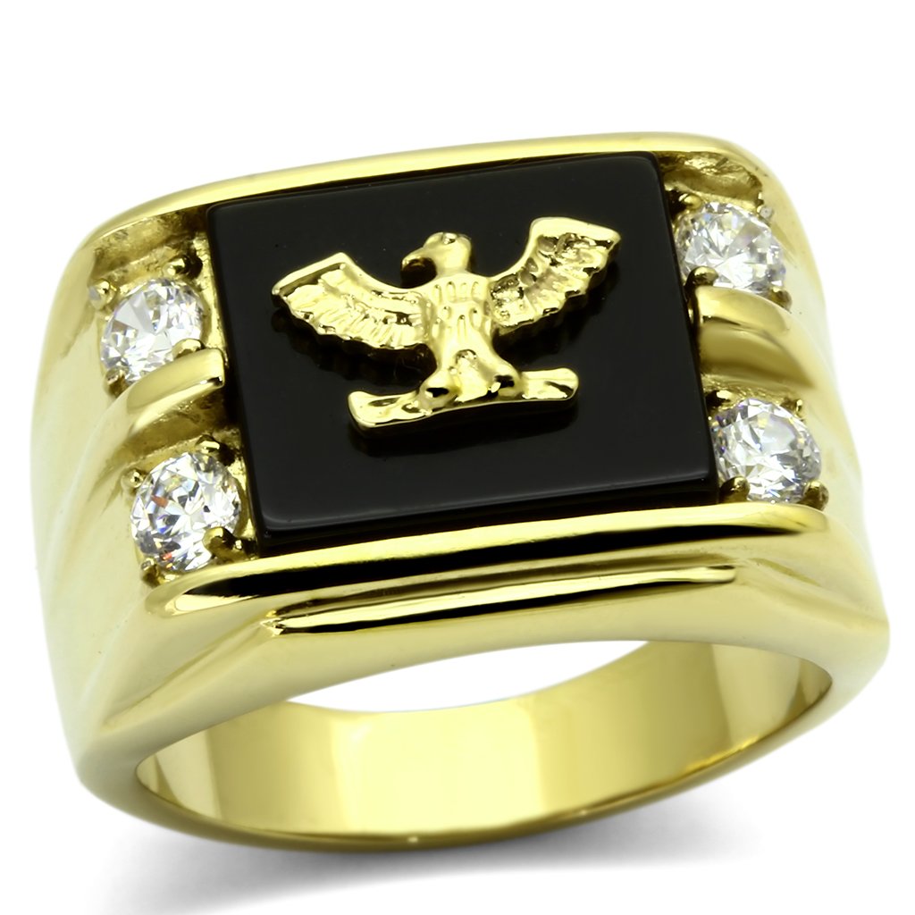 TK793 - IP Gold(Ion Plating) Stainless Steel Ring with Semi-Precious