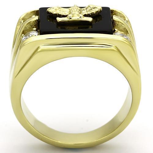 TK793 - IP Gold(Ion Plating) Stainless Steel Ring with Semi-Precious